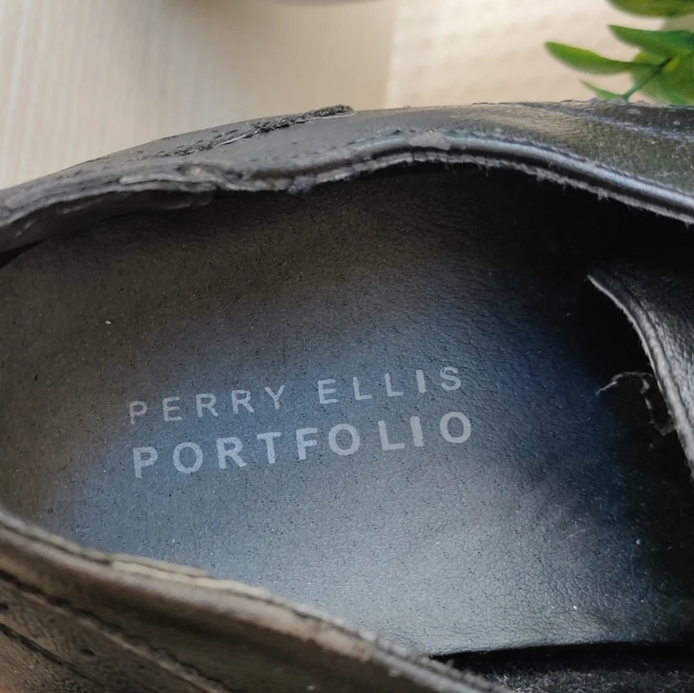 Perry Ellis Portfolio Davy Mens Black  Oxford Dress Shoes Size 11